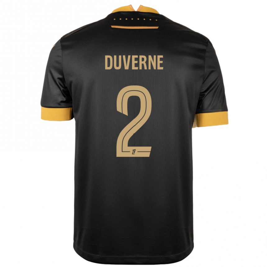 Kids Football Jean-Kévin Duverne #2 Black Brown Away Jersey 2024/25 T-Shirt Uk