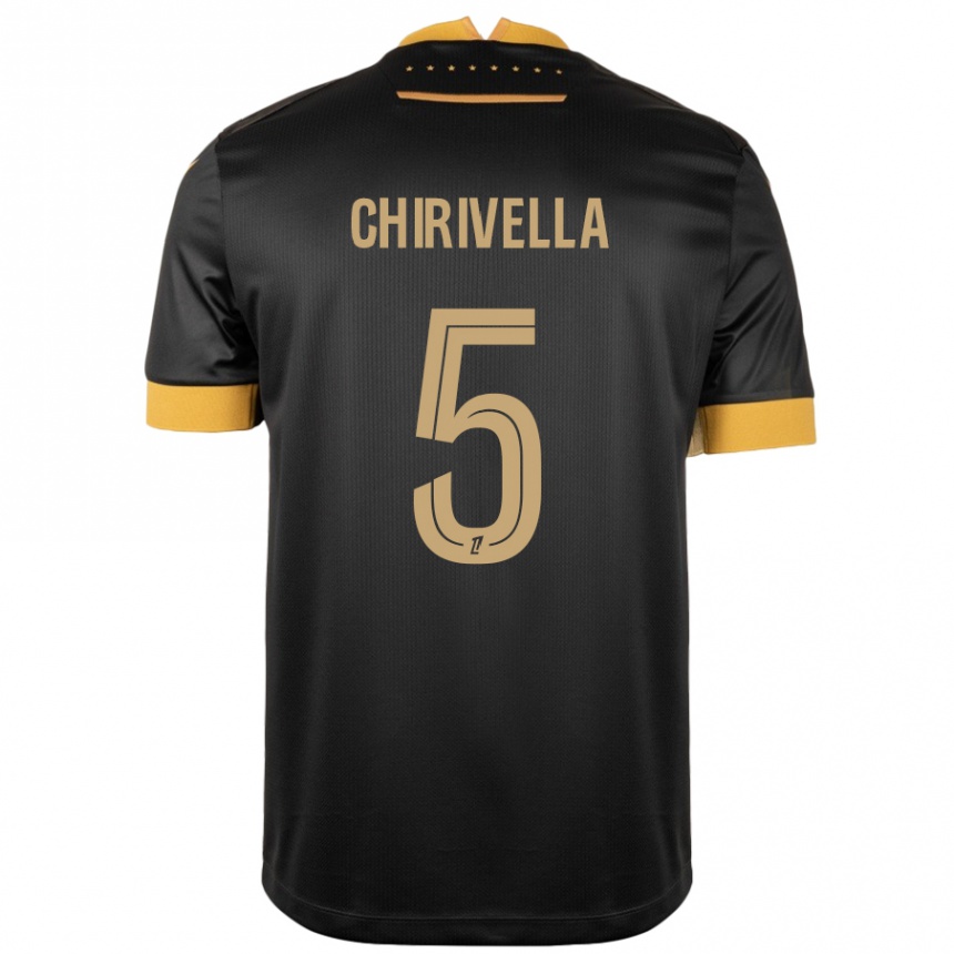 Kids Football Pedro Chirivella #5 Black Brown Away Jersey 2024/25 T-Shirt Uk