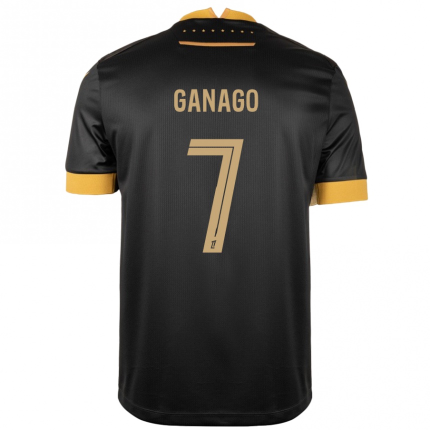 Kids Football Ignatius Ganago #7 Black Brown Away Jersey 2024/25 T-Shirt Uk