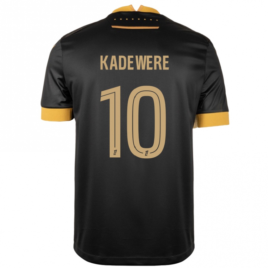 Kids Football Tino Kadewere #10 Black Brown Away Jersey 2024/25 T-Shirt Uk