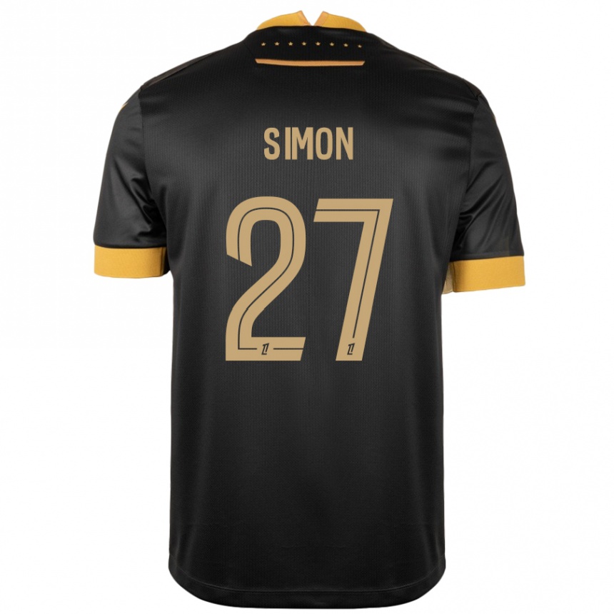 Kids Football Moses Simon #27 Black Brown Away Jersey 2024/25 T-Shirt Uk