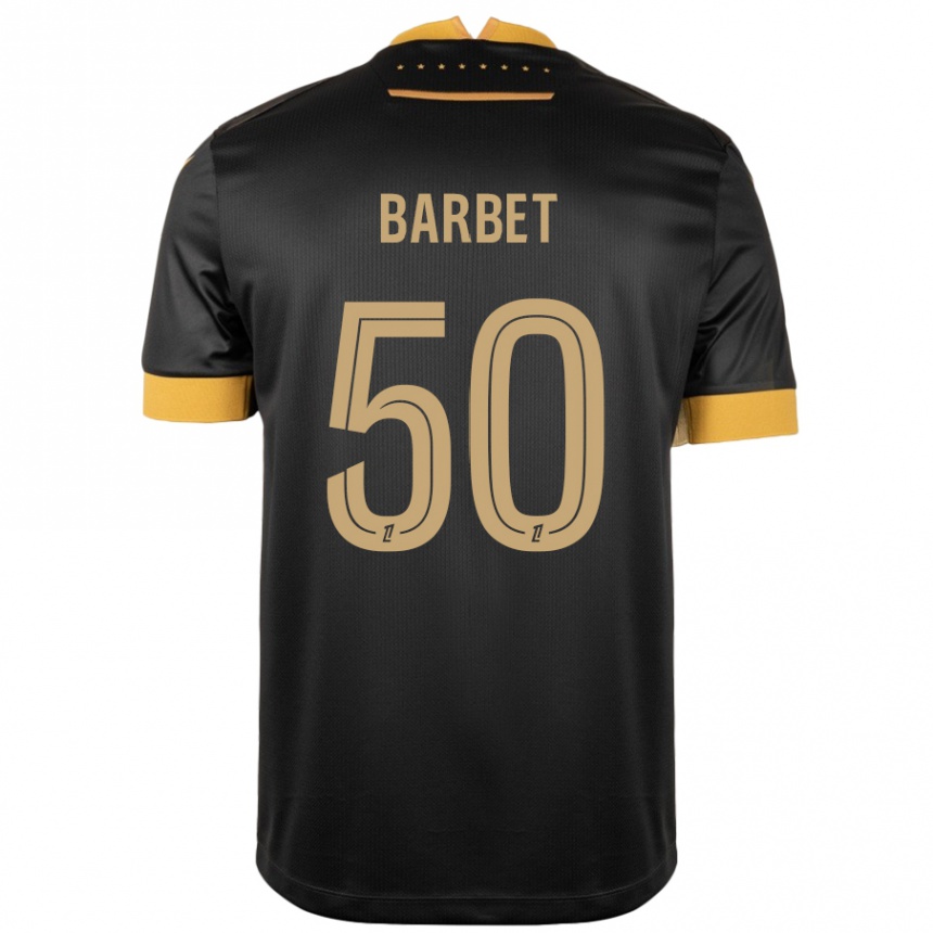 Kids Football Hugo Barbet #50 Black Brown Away Jersey 2024/25 T-Shirt Uk