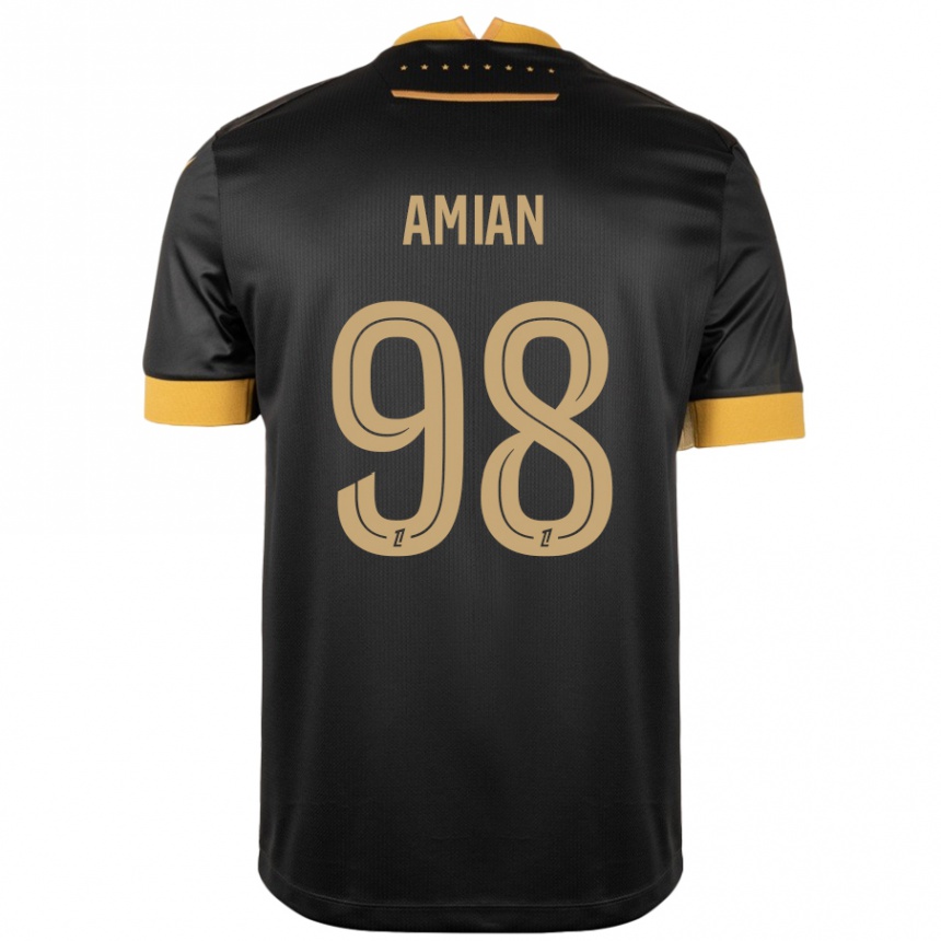 Kids Football Kelvin Amian #98 Black Brown Away Jersey 2024/25 T-Shirt Uk