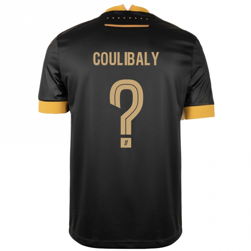 Kids Football Dylan Coulibaly #0 Black Brown Away Jersey 2024/25 T-Shirt Uk