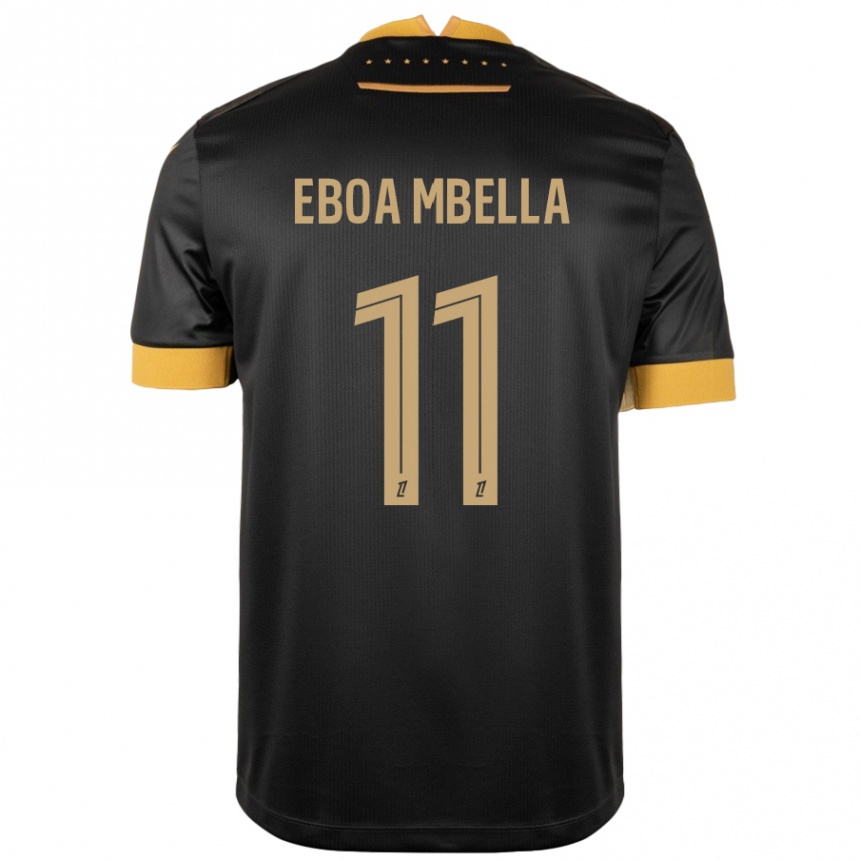 Kids Football Eden Eboa Mbella #11 Black Brown Away Jersey 2024/25 T-Shirt Uk