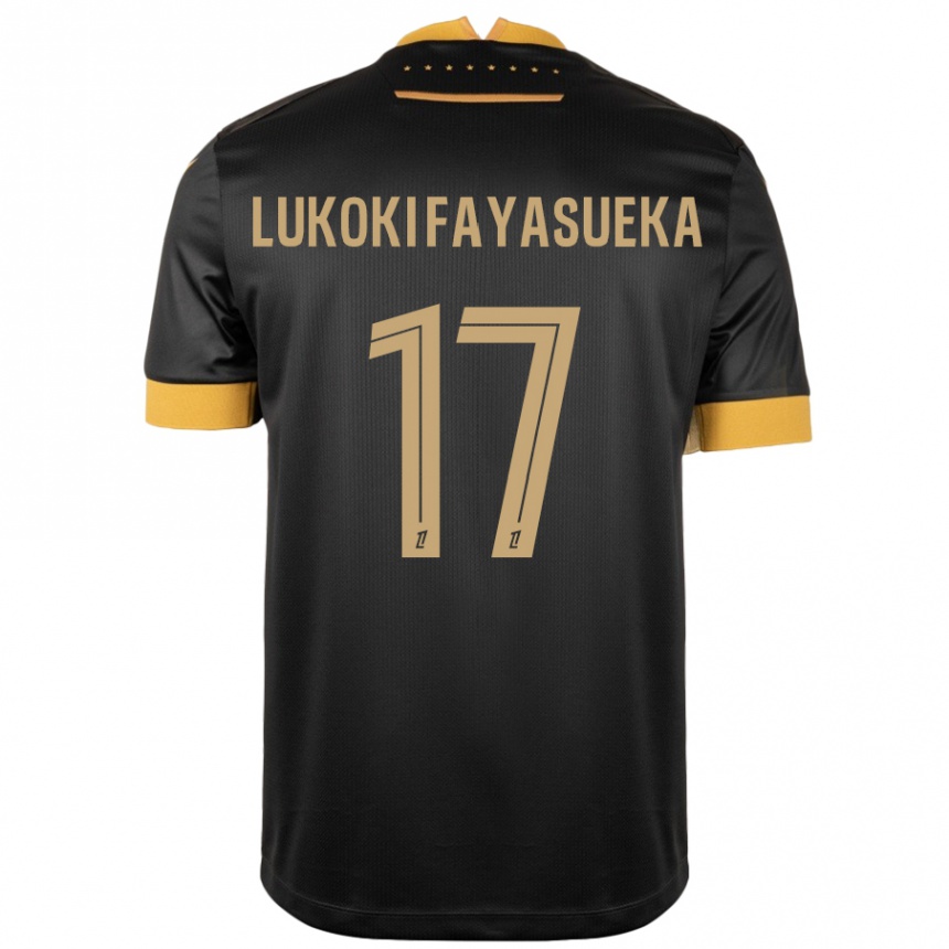 Kids Football Kévin Lukoki Fayasueka #17 Black Brown Away Jersey 2024/25 T-Shirt Uk