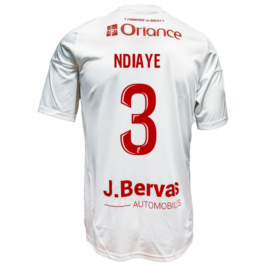 Kids Football Abdoulaye Ndiaye #3 White Red Away Jersey 2024/25 T-Shirt Uk