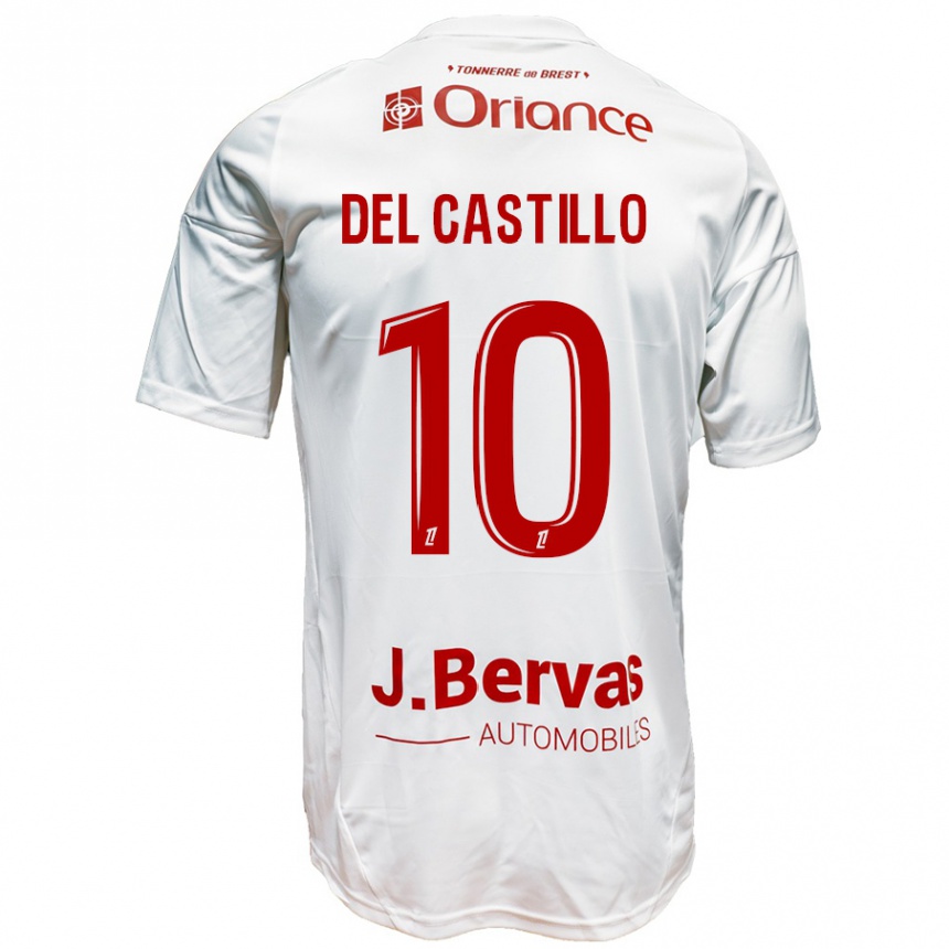 Kids Football Romain Del Castillo #10 White Red Away Jersey 2024/25 T-Shirt Uk