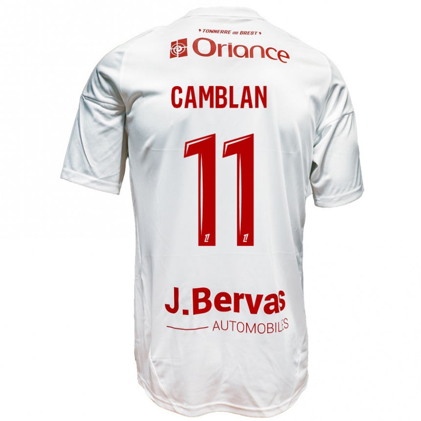 Kids Football Axel Camblan #11 White Red Away Jersey 2024/25 T-Shirt Uk