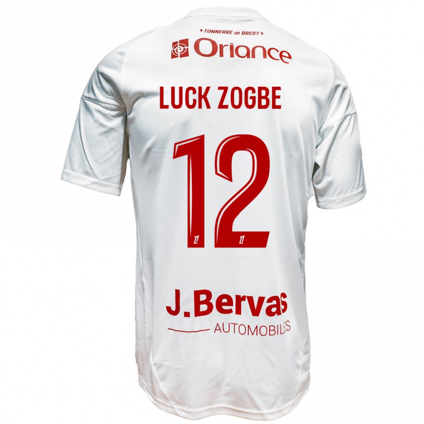 Kids Football Luck Zogbé #12 White Red Away Jersey 2024/25 T-Shirt Uk