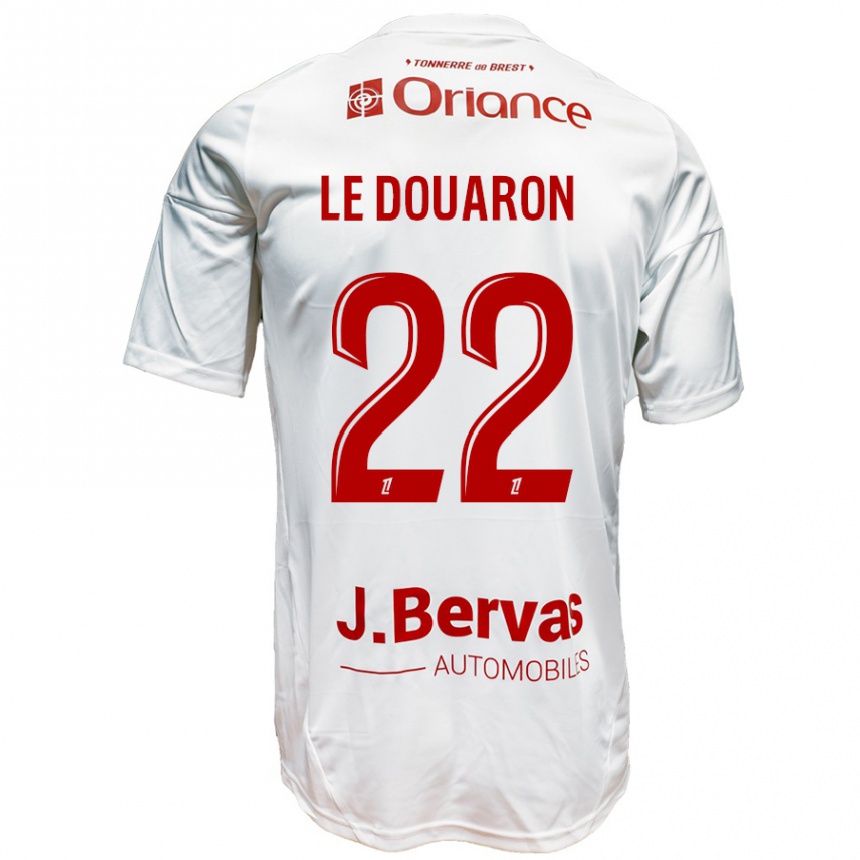 Kids Football Jérémy Le Douaron #22 White Red Away Jersey 2024/25 T-Shirt Uk