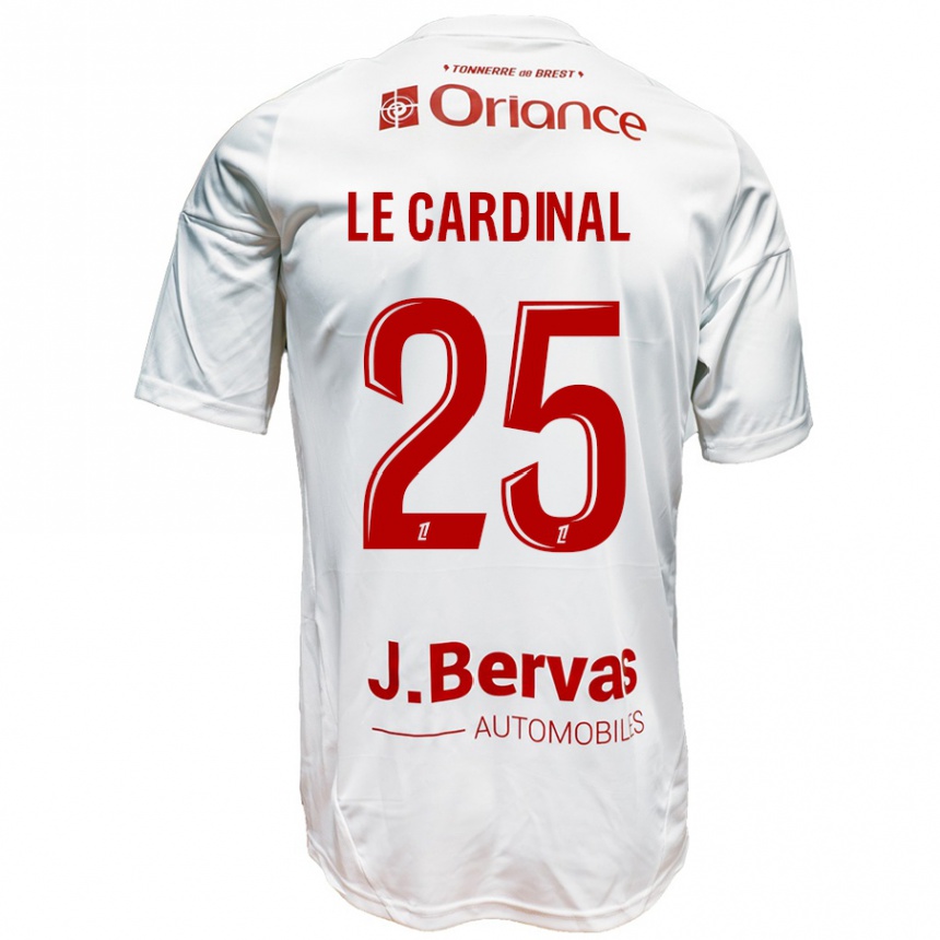 Kids Football Julien Le Cardinal #25 White Red Away Jersey 2024/25 T-Shirt Uk