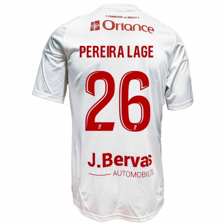 Kids Football Mathias Pereira Lage #26 White Red Away Jersey 2024/25 T-Shirt Uk