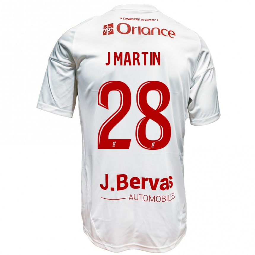 Kids Football Jonas Martin #28 White Red Away Jersey 2024/25 T-Shirt Uk