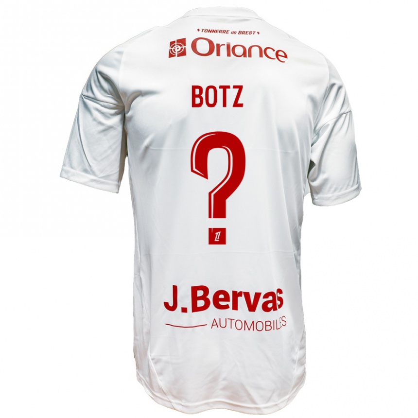 Kids Football Léo Botz #0 White Red Away Jersey 2024/25 T-Shirt Uk