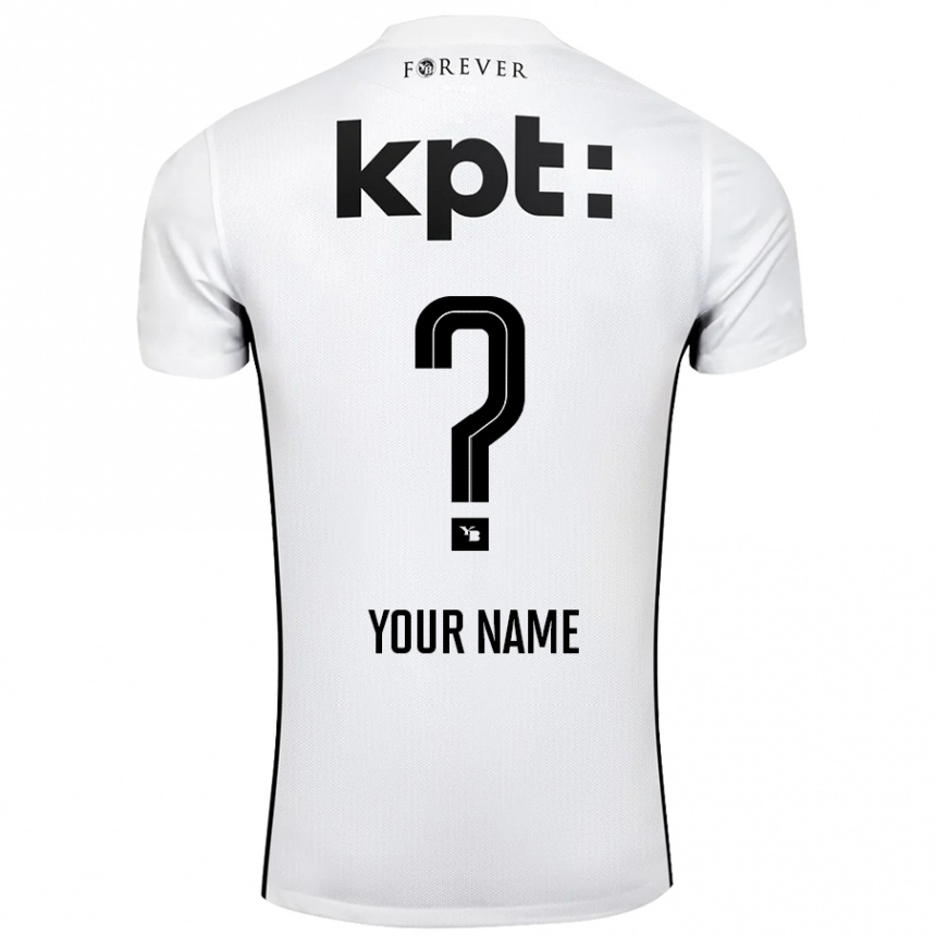 Kids Football Your Name #0 White Black Away Jersey 2024/25 T-Shirt Uk