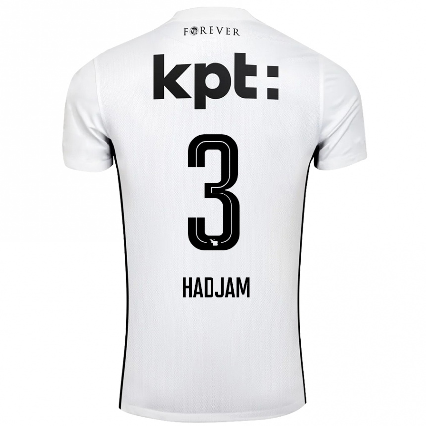 Kids Football Jaouen Hadjam #3 White Black Away Jersey 2024/25 T-Shirt Uk