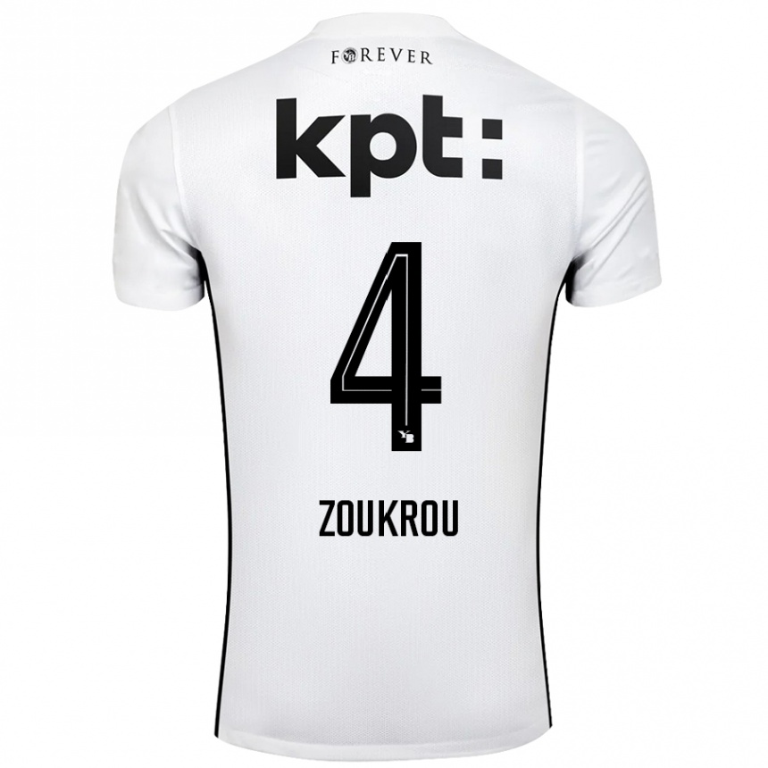 Kids Football Tanguy Zoukrou #4 White Black Away Jersey 2024/25 T-Shirt Uk