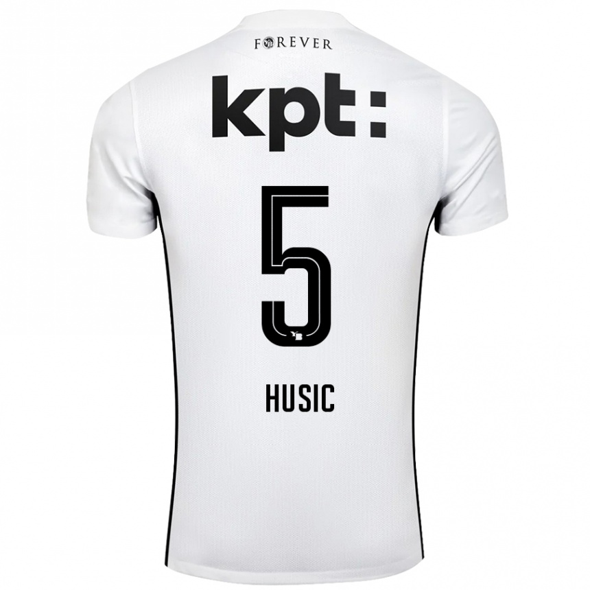 Kids Football Anel Husic #5 White Black Away Jersey 2024/25 T-Shirt Uk