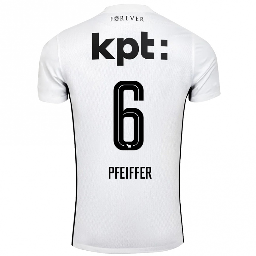 Kids Football Patric Pfeiffer #6 White Black Away Jersey 2024/25 T-Shirt Uk