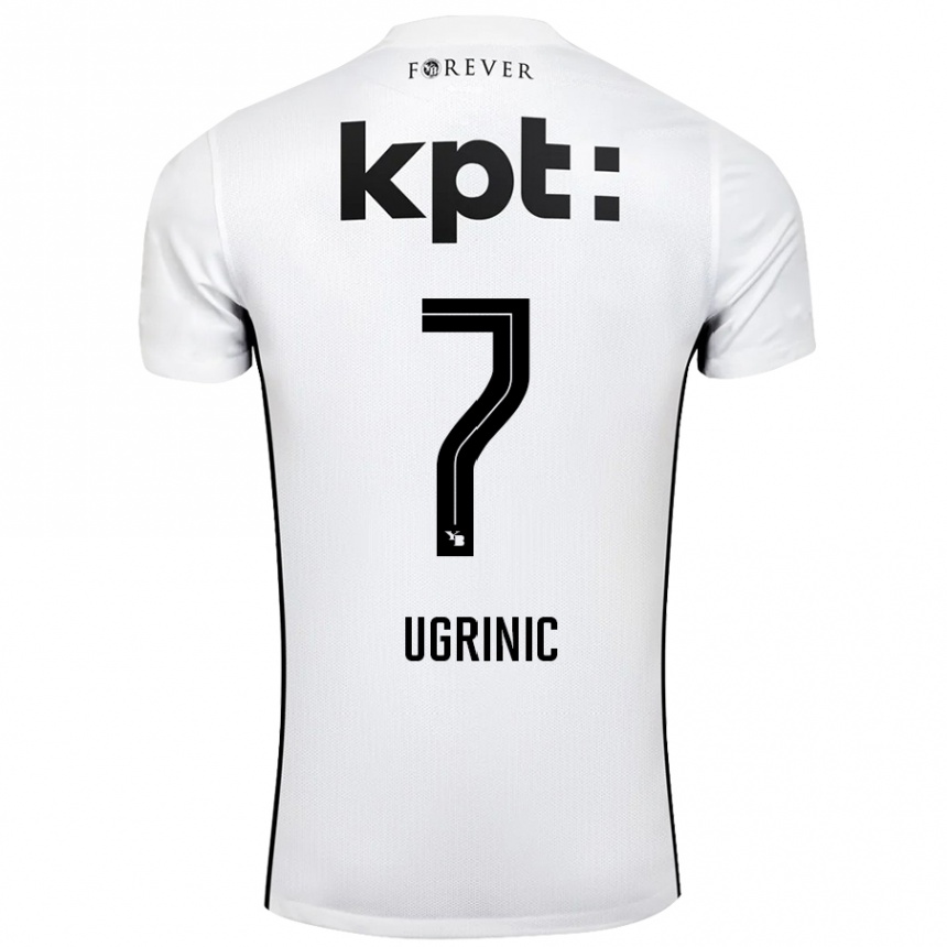 Kids Football Filip Ugrinic #7 White Black Away Jersey 2024/25 T-Shirt Uk