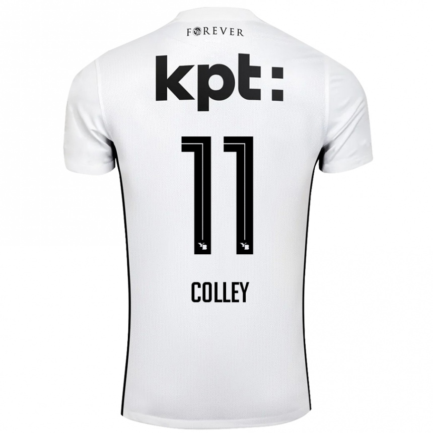 Kids Football Ebrima Colley #11 White Black Away Jersey 2024/25 T-Shirt Uk