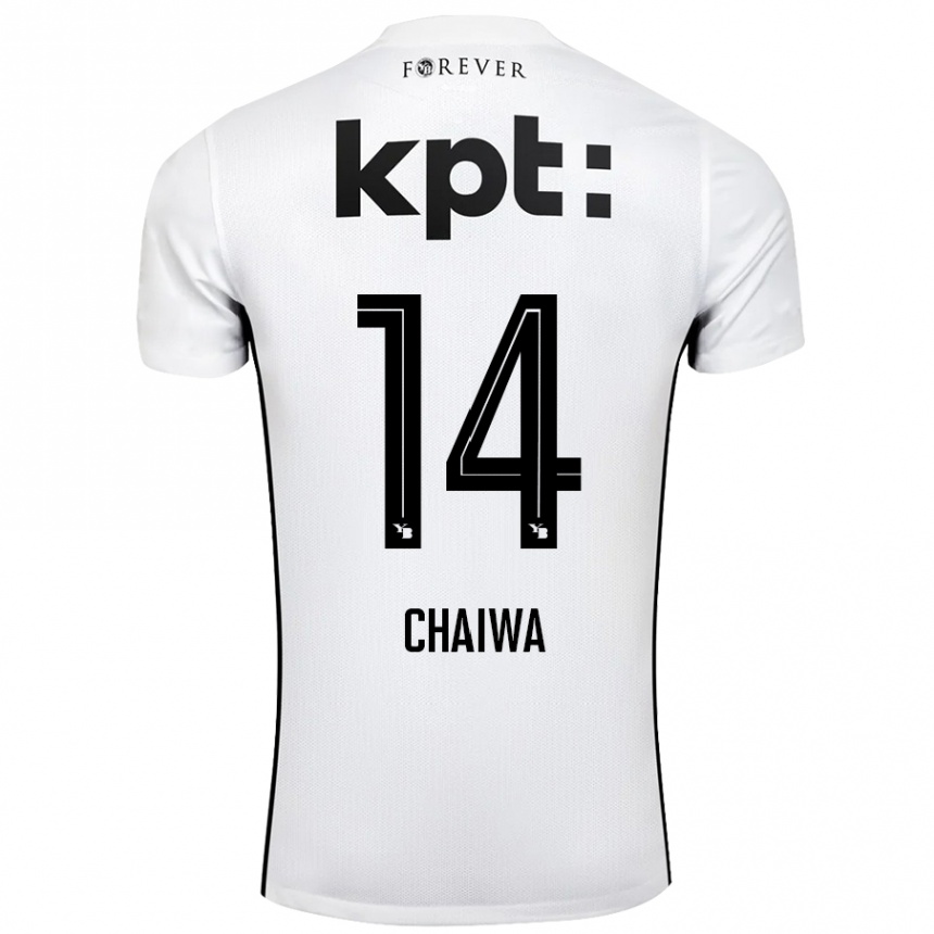 Kids Football Miguel Chaiwa #14 White Black Away Jersey 2024/25 T-Shirt Uk