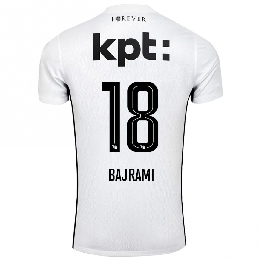 Kids Football Ardian Bajrami #18 White Black Away Jersey 2024/25 T-Shirt Uk