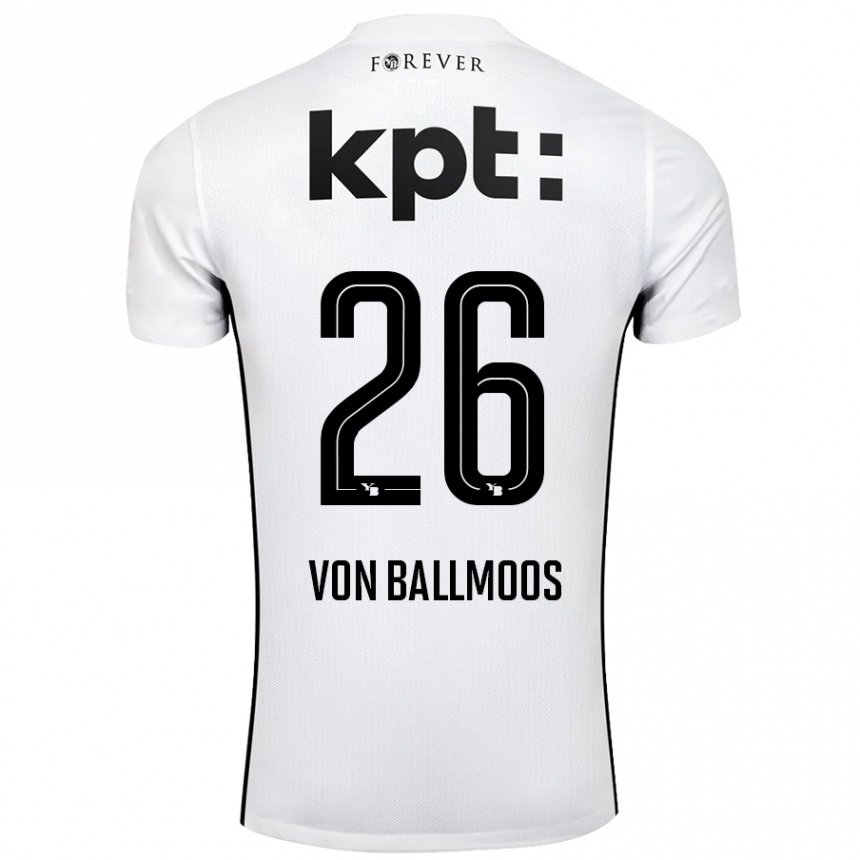 Kids Football David Von Ballmoos #26 White Black Away Jersey 2024/25 T-Shirt Uk