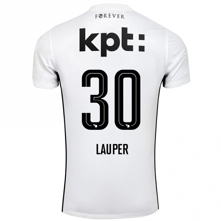 Kids Football Sandro Lauper #30 White Black Away Jersey 2024/25 T-Shirt Uk