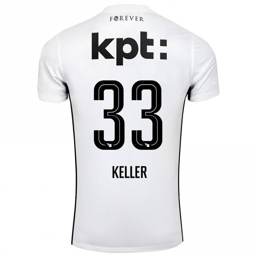 Kids Football Marvin Keller #33 White Black Away Jersey 2024/25 T-Shirt Uk