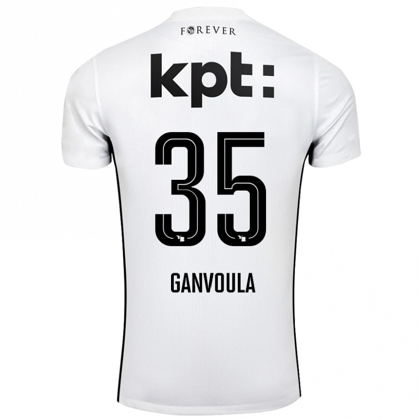 Kids Football Silvere Ganvoula #35 White Black Away Jersey 2024/25 T-Shirt Uk