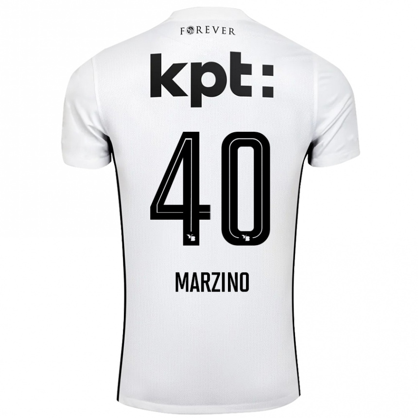 Kids Football Dario Marzino #40 White Black Away Jersey 2024/25 T-Shirt Uk