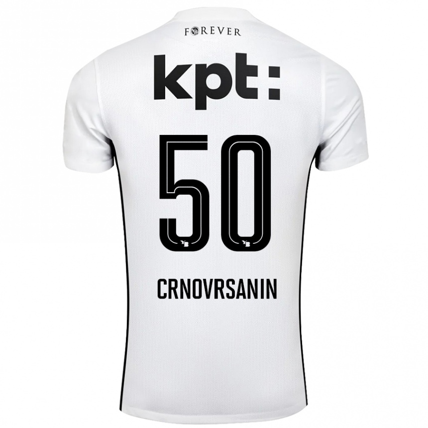 Kids Football Sadin Crnovrsanin #50 White Black Away Jersey 2024/25 T-Shirt Uk