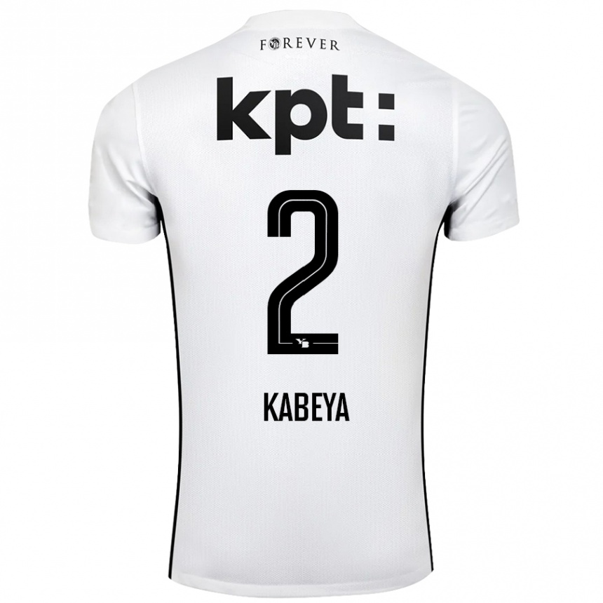 Kids Football Benjamin Kabeya #2 White Black Away Jersey 2024/25 T-Shirt Uk