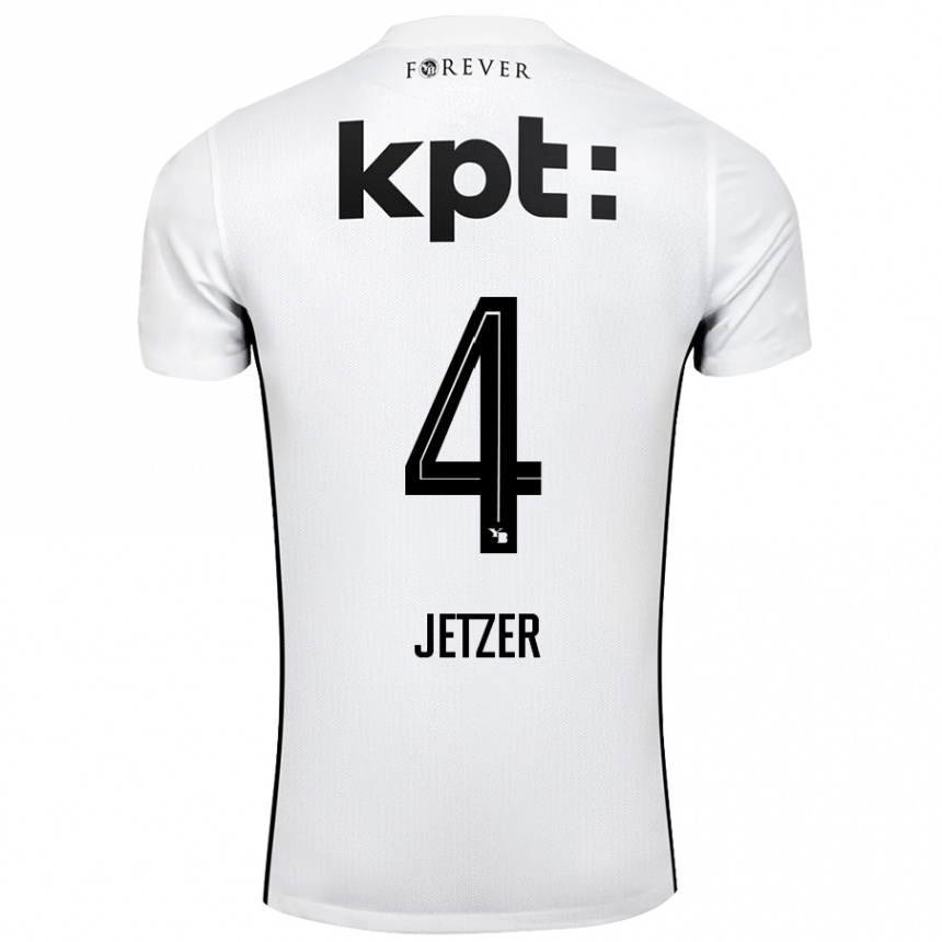 Kids Football Lorin Jetzer #4 White Black Away Jersey 2024/25 T-Shirt Uk