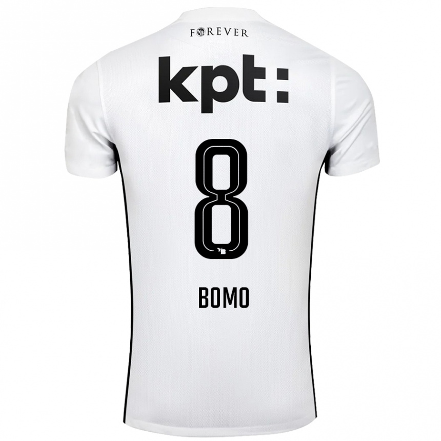 Kids Football Jacques Bomo #8 White Black Away Jersey 2024/25 T-Shirt Uk