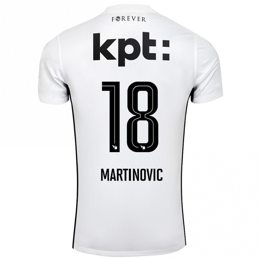 Kids Football Denis Martinovic #18 White Black Away Jersey 2024/25 T-Shirt Uk