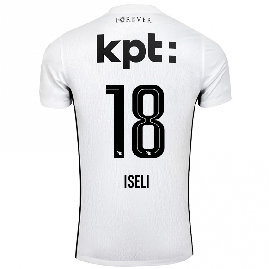 Kids Football Marco Iseli #18 White Black Away Jersey 2024/25 T-Shirt Uk