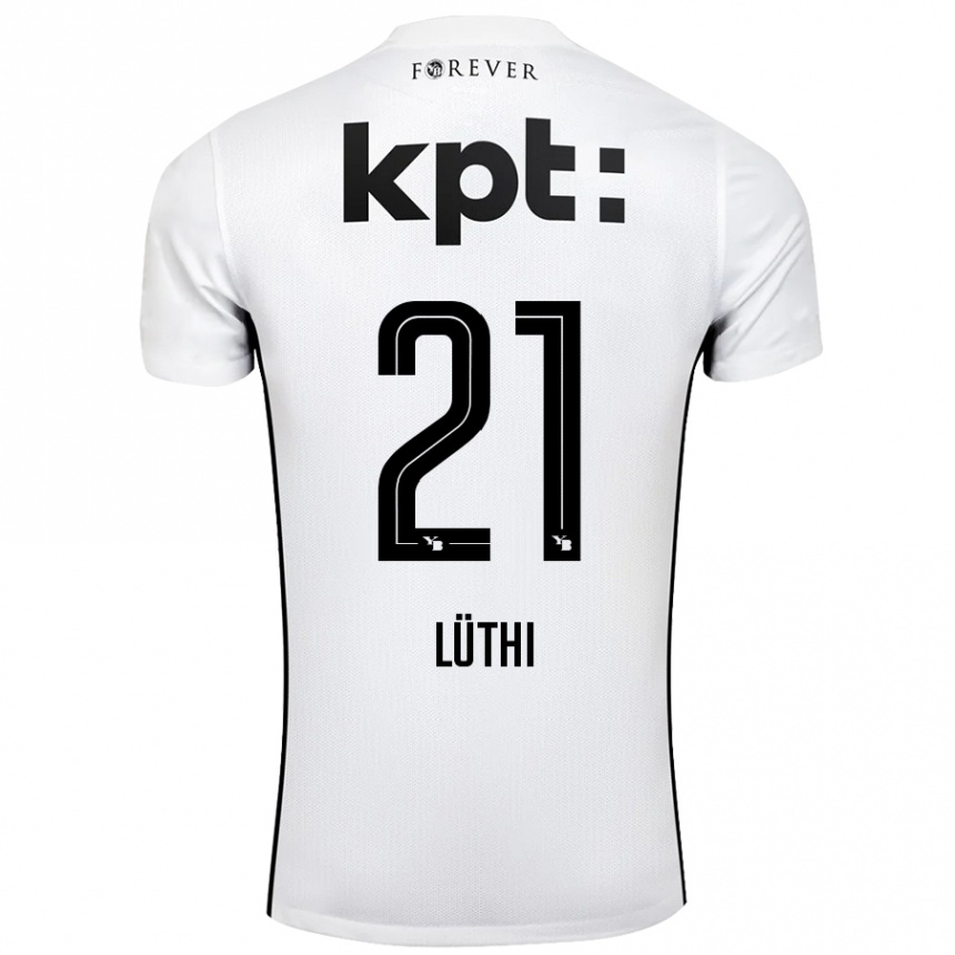 Kids Football Janis Lüthi #21 White Black Away Jersey 2024/25 T-Shirt Uk