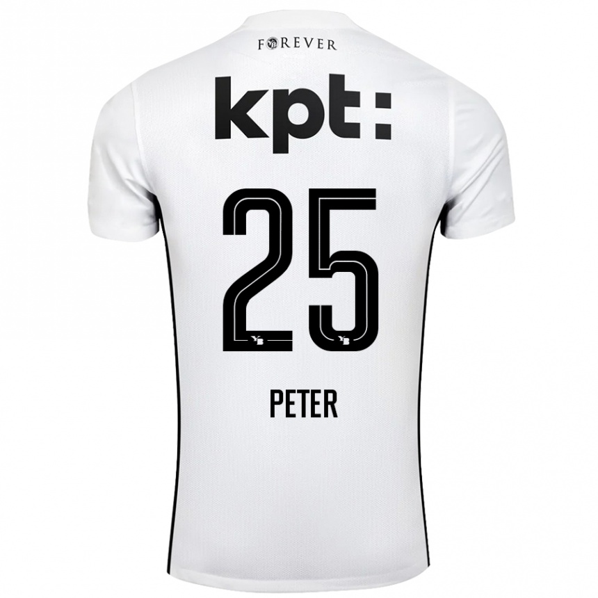 Kids Football Luc Peter #25 White Black Away Jersey 2024/25 T-Shirt Uk