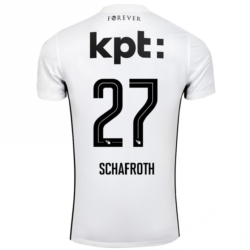 Kids Football Reto Schafroth #27 White Black Away Jersey 2024/25 T-Shirt Uk