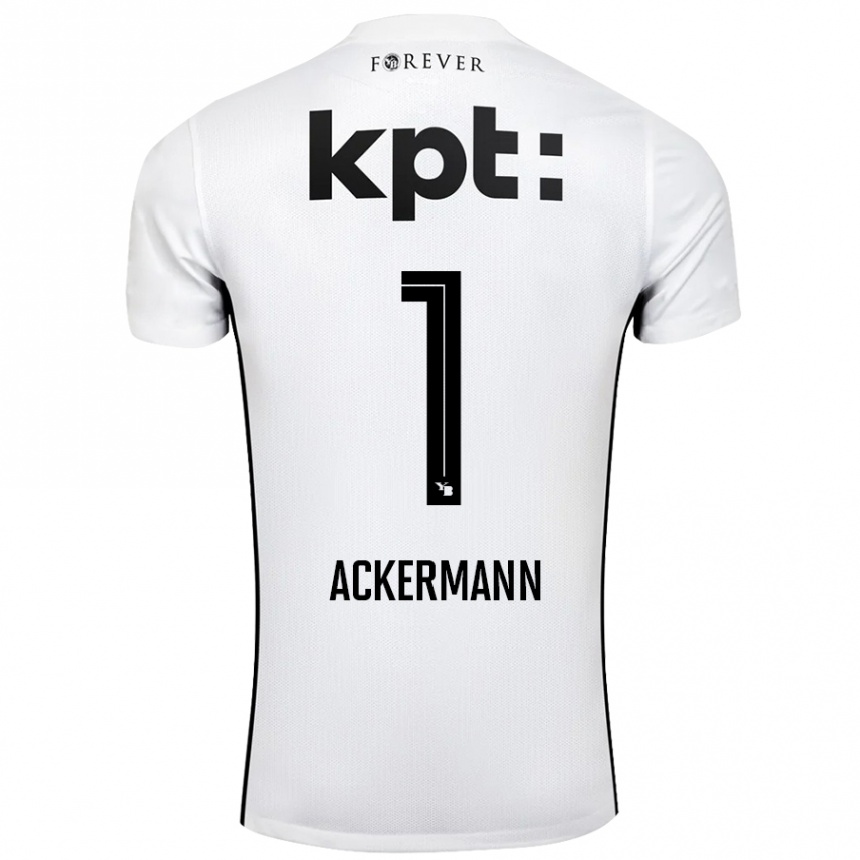 Kids Football Jara Ackermann #1 White Black Away Jersey 2024/25 T-Shirt Uk