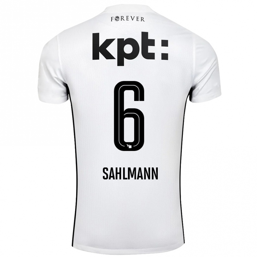 Kids Football Henrike Sahlmann #6 White Black Away Jersey 2024/25 T-Shirt Uk