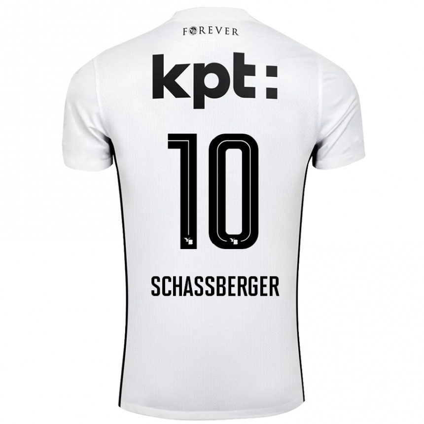 Kids Football Julia Schassberger #10 White Black Away Jersey 2024/25 T-Shirt Uk