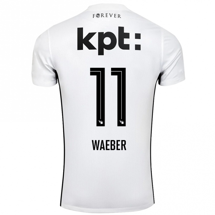 Kids Football Stéphanie Waeber #11 White Black Away Jersey 2024/25 T-Shirt Uk