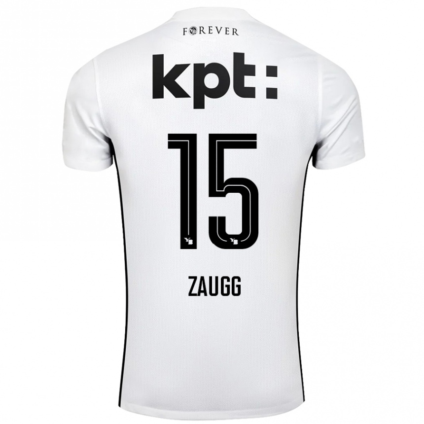 Kids Football Leana Zaugg #15 White Black Away Jersey 2024/25 T-Shirt Uk