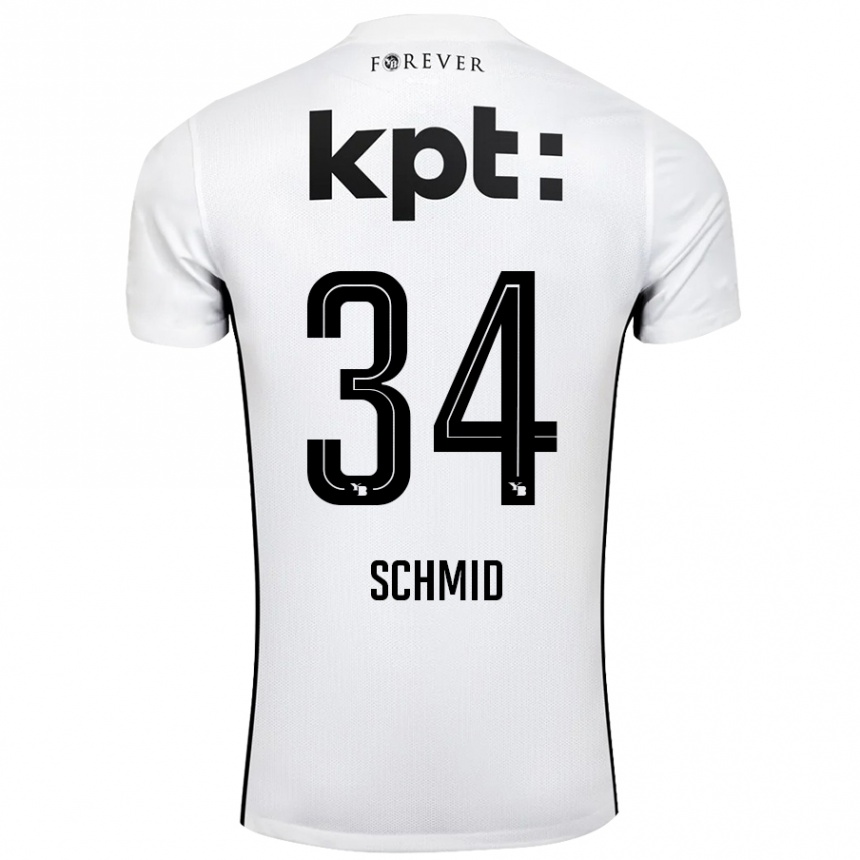 Kids Football Céline Schmid #34 White Black Away Jersey 2024/25 T-Shirt Uk