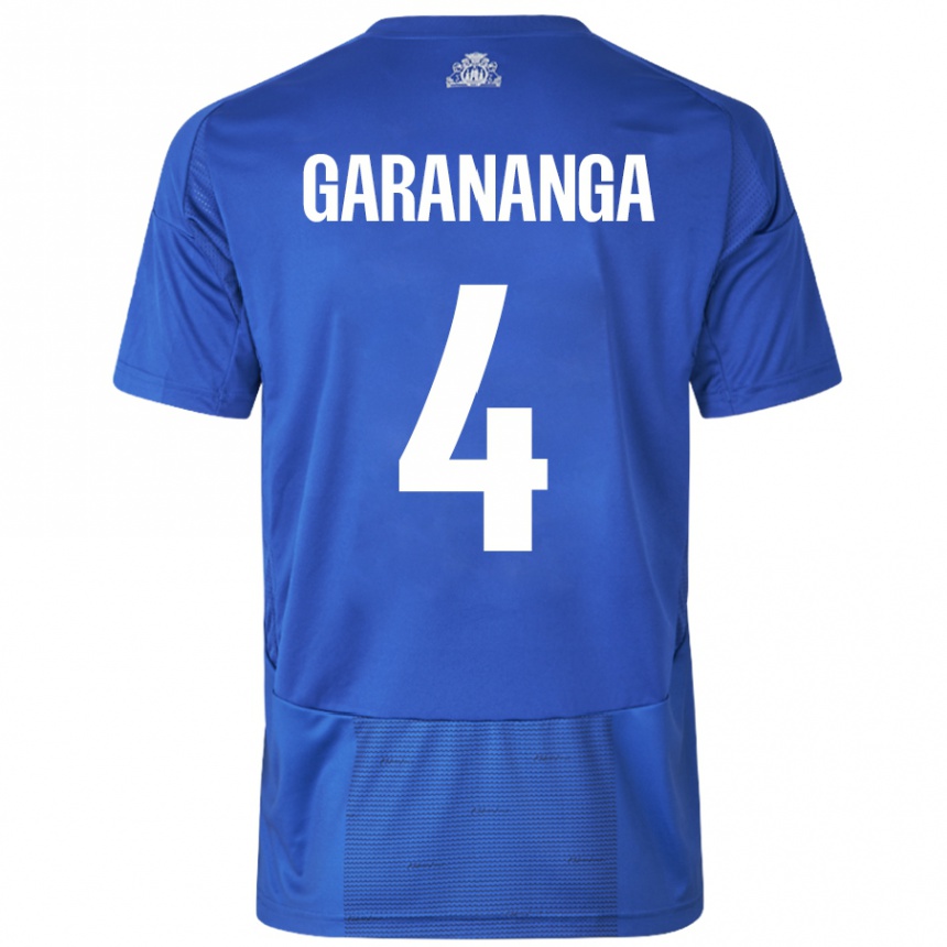 Kids Football Munashe Garananga #4 White Blue Away Jersey 2024/25 T-Shirt Uk