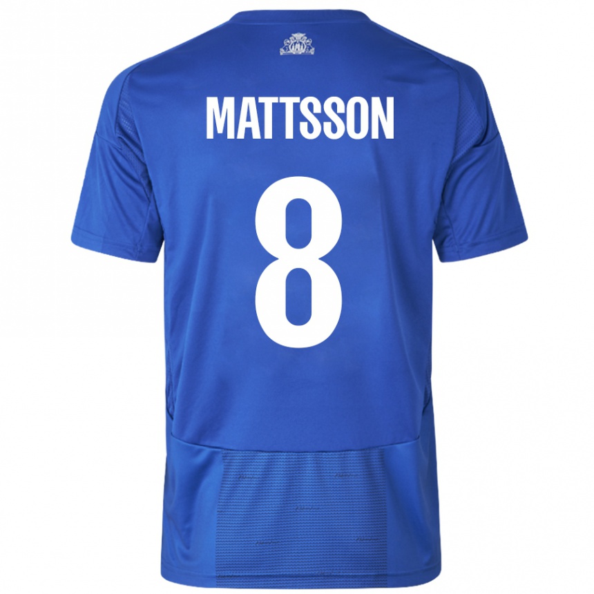 Kids Football Magnus Mattsson #8 White Blue Away Jersey 2024/25 T-Shirt Uk